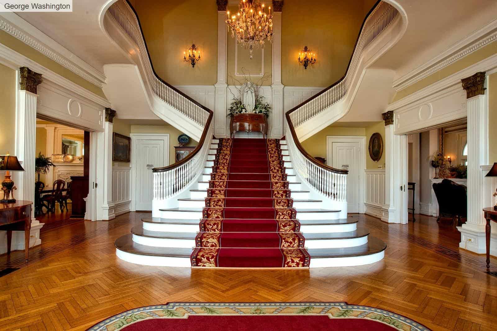 Red and Brown Floral Stair Carpet
