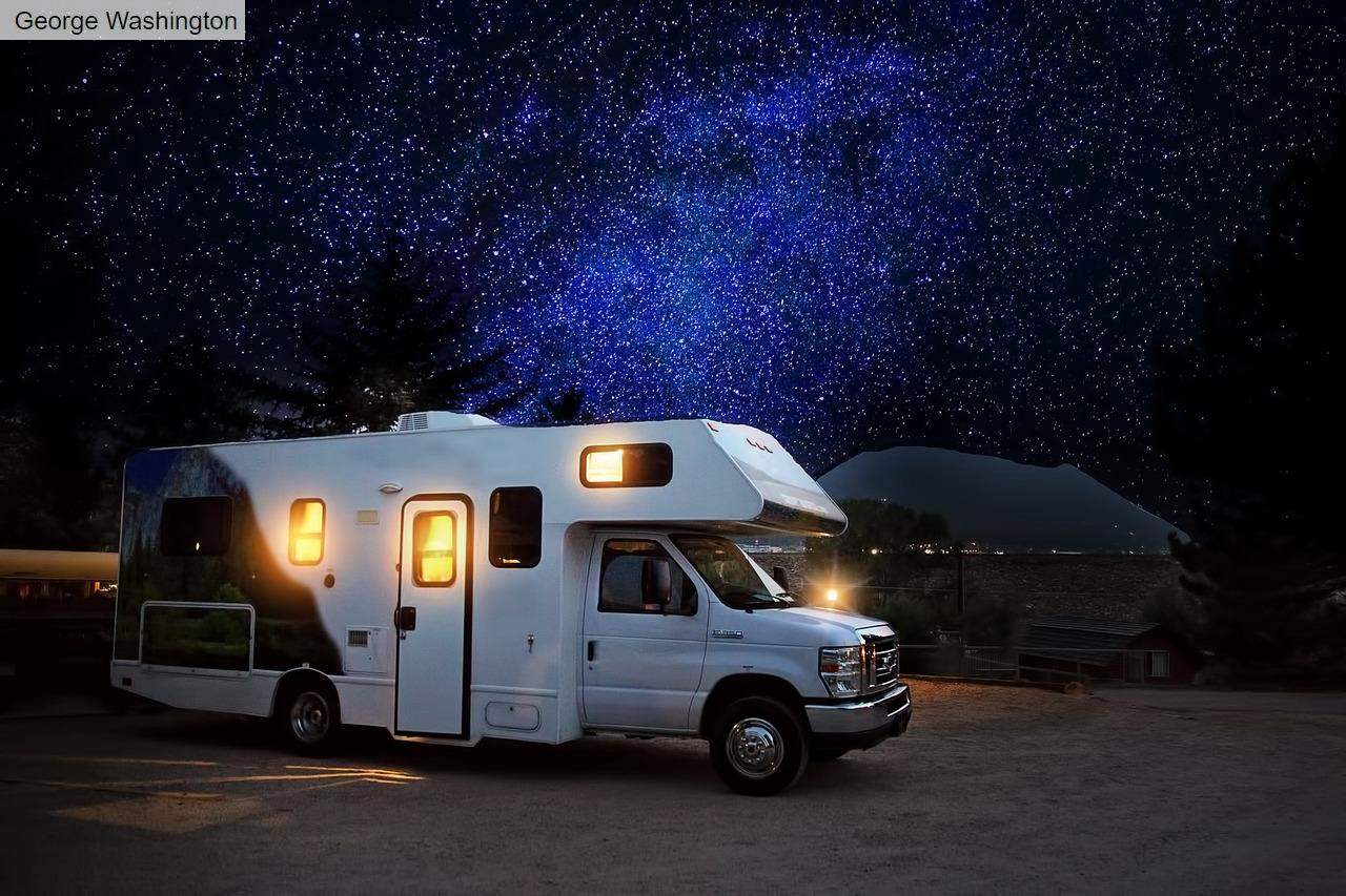 rv, camper, night