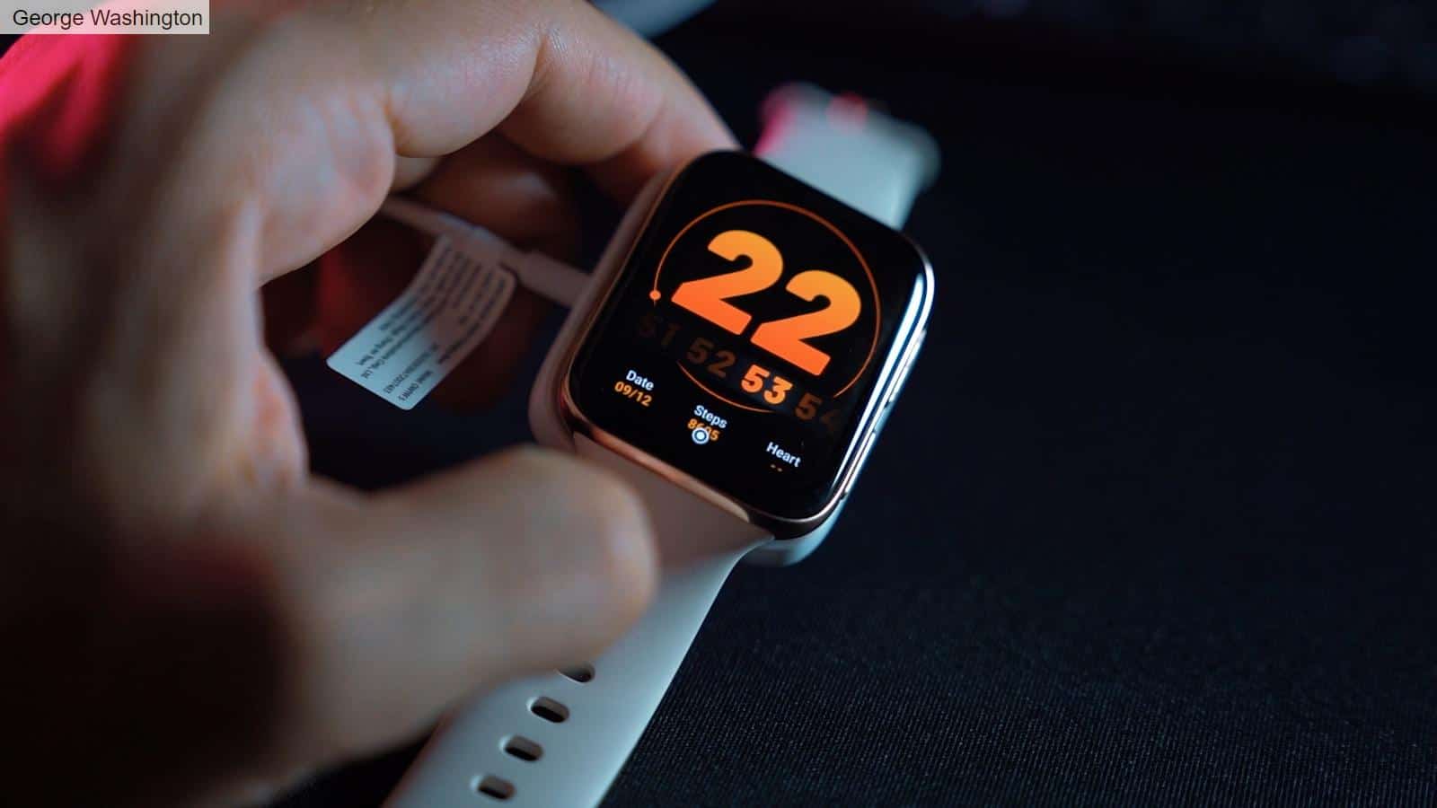 silver aluminum case apple watch with white sport band
